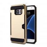 Wholesale Samsung Galaxy S7 Edge Credit Card Armor Case (Champagne Gold)